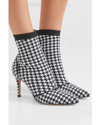 Gianvito Rossi 85 Houndstooth Stretch Knit Sock Boots
