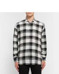Saint Laurent Distressed Checked Cotton Flannel Shirt