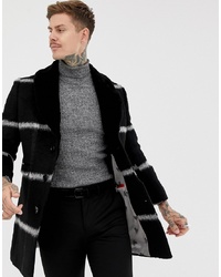 Black Check Fur Collar Coat