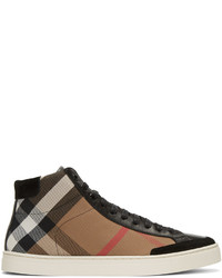 Burberry Black Painton Check High Top Sneakers