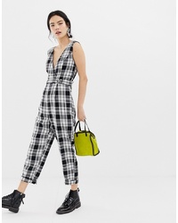 Miss Selfridge Jumpsuit With Cross Front In Check