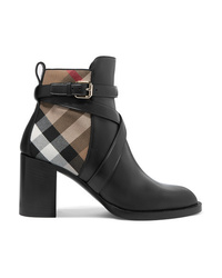 Burberry Leather And Checked Canvas Ankle Boots