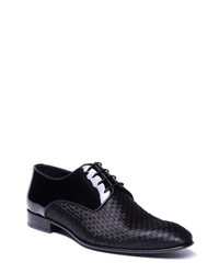Black Check Leather Derby Shoes