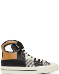 Burberry Black White Check Porthole High Top Sneakers