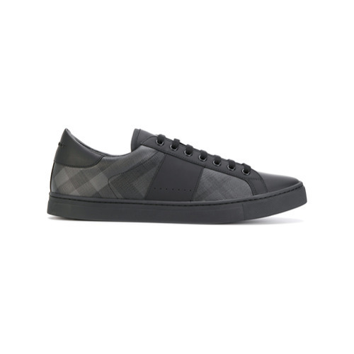 Burberry London Check And Leather Sneakers, $352  | Lookastic