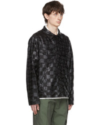 Andersson Bell Black Faux Leather Checkerboard Jacket
