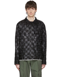 Andersson Bell Black Faux Leather Checkerboard Jacket
