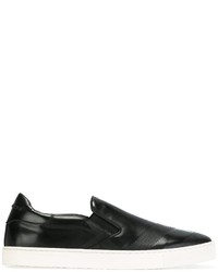 Men's Black Check Leather Slip-on by | Lookastic