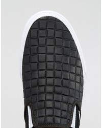 Vans Slip On Checkerboard Leather Sneakers In Black V004mpjrk