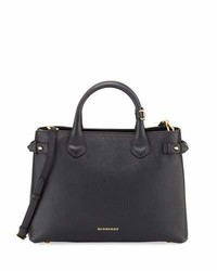 Burberry Leather Check Canvas Tote Bag Black