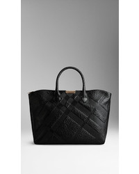 Burberry Medium Embossed Check Leather Tote Bag