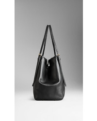 Burberry Small Embossed Check Leather Tote Bag