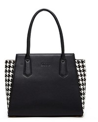 Susu Jody Two Tone Leather Tote Black Houndstooth