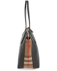 Burberry Welburn Check Leather Tote Brown
