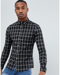 ASOS DESIGN Skinny Check Shirt In Black