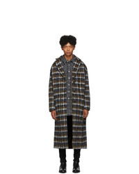 Faith Connexion Black And Yellow Tweed Oversized Long Coat