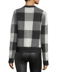 Helmut Lang Check Block Jacquard Oversized Wool Blend Sweater