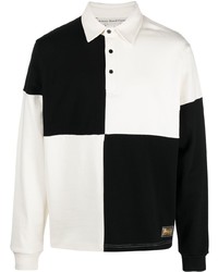Advisory Board Crystals Checkerboard Print Long Sleeve Polo Shirt