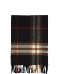 Burberry Black And Brown Cashmere Check Giant Icon Scarf