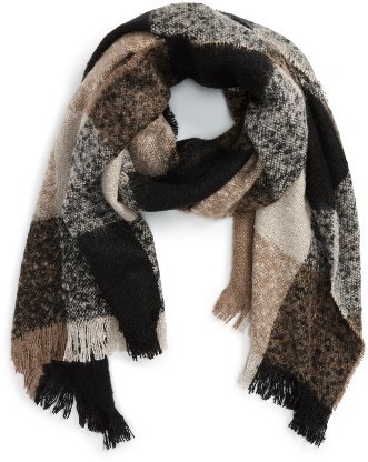 black and brown blanket scarf