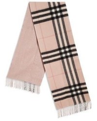 Burberry Reversible Metallic Check Cashmere Scarf, $650 | Saks Fifth Avenue  | Lookastic