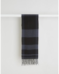 Asos Woven Scarf In Black And Gray Check