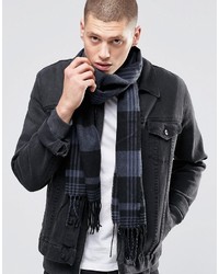 Asos Woven Scarf In Black And Gray Check
