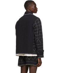 HARAGO Black Check Embroidered Kantha Jacket