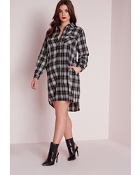 Missguided Plus Size Checked Shirt Dress Black