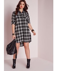 Missguided Plus Size Checked Shirt Dress Black