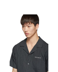 Christian Dada Black Check Graphic Open Collar Shirt