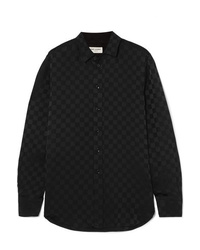 Black Check Silk Dress Shirt