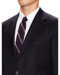 Hickey Freeman Black Wool Grid Suit