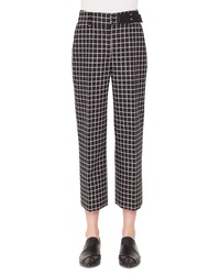 Black Check Tapered Pants