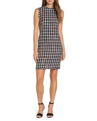 Black Check Tweed Sheath Dress