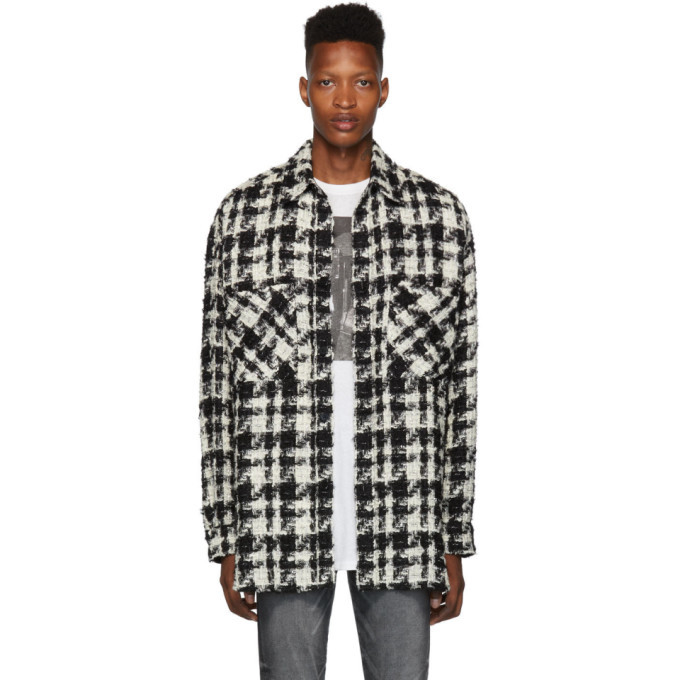 Faith Connexion Black And White Laced Tweed Overshirt, $1,120 | SSENSE ...