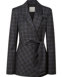 Black Check Wool Double Breasted Blazer