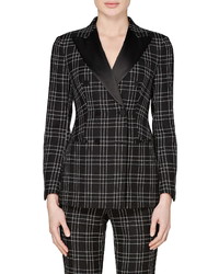 SUISTUDIO Cameron Double Breasted Check Wool Suit Jacket
