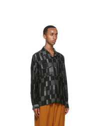 Needles Black And Grey Wool Patchwork Shirt