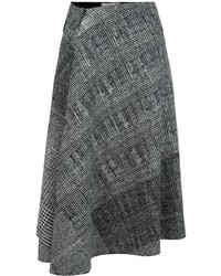 Black Check Wool Skirt