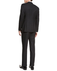 Giorgio Armani G Line Textured Windowpane Wool Suit Black