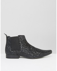 Asos Chelsea Boots In Black Glitter