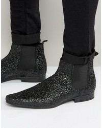 Asos Chelsea Boots In Black Glitter