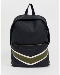 ASOS DESIGN Faux Leather Backpack In Black With Chevron Pocket