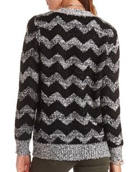 Charlotte Russe Marled Chevron Open Front Cardigan Sweater