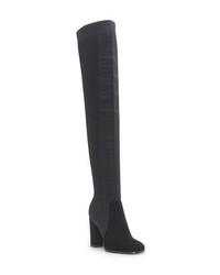 Black Chevron Suede Over The Knee Boots