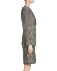 St. John Collection Aluna Speckled Chevron Tweed Knit Jacket