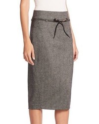 Brunello Cucinelli Chevron Tweed Front Slit Skirt