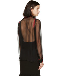 Givenchy Black And Red Chiffon Blouse