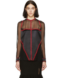 Givenchy Black And Red Chiffon Blouse